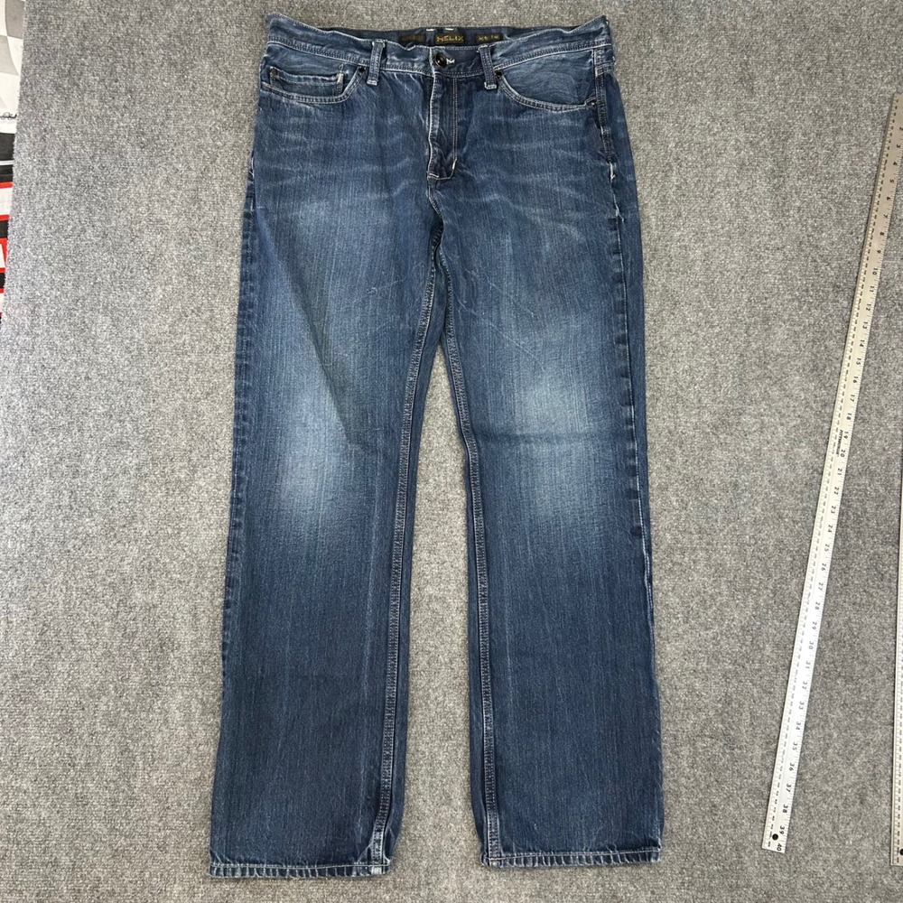 Helix Slim Boot Jeans Mens 36x34 Medium Wash Blue Denim 100% Cotton